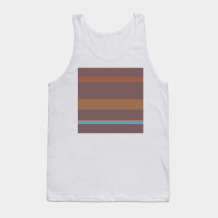 A fantastic tranquility of Carolina Blue, Dirt, Dark Taupe, Redwood and Peru stripes. Tank Top